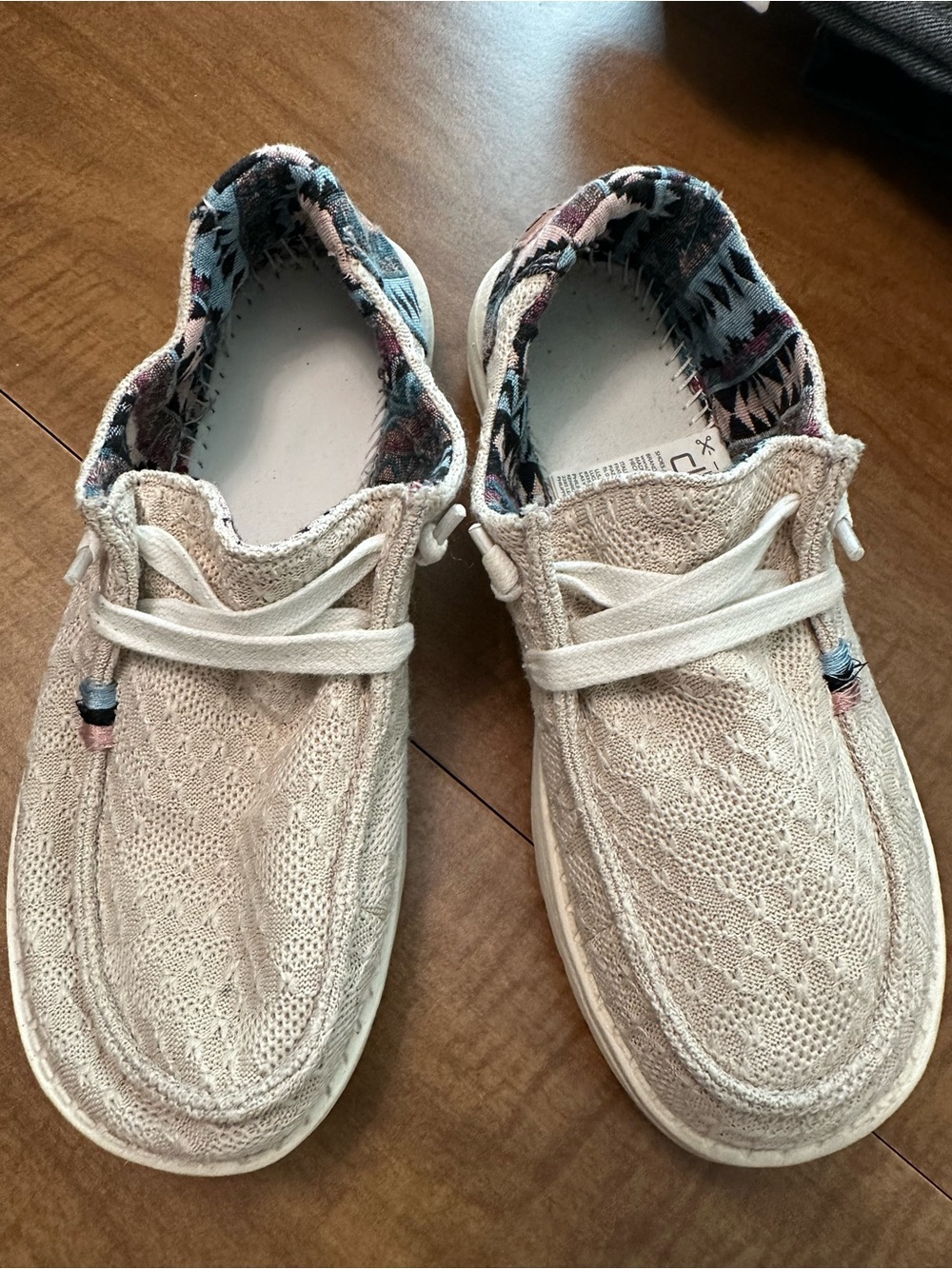 Hey Dude Women’s Knit Lace-Up Shoes in Cream